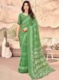 Green Chiffon Printed Saree