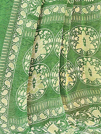 Green Chiffon Printed Saree