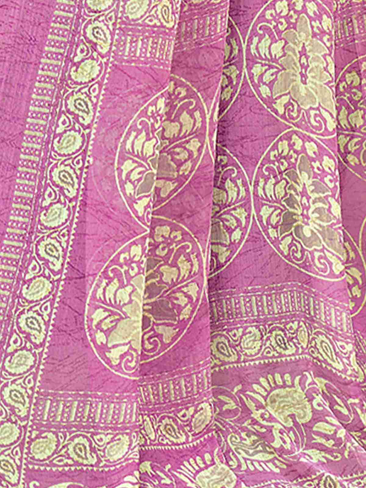 Magenta Chiffon Printed Saree