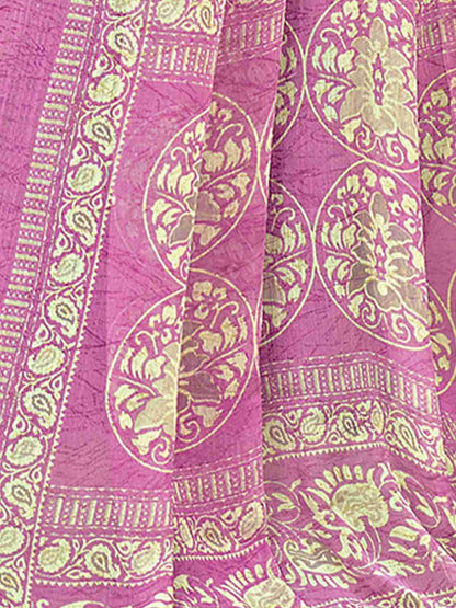 Magenta Chiffon Printed Saree