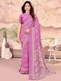 Magenta Chiffon Printed Saree
