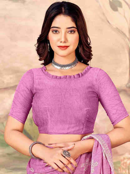 Magenta Chiffon Printed Saree