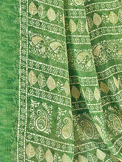 Green Chiffon Printed Saree