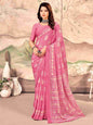 Pink Chiffon Printed Saree