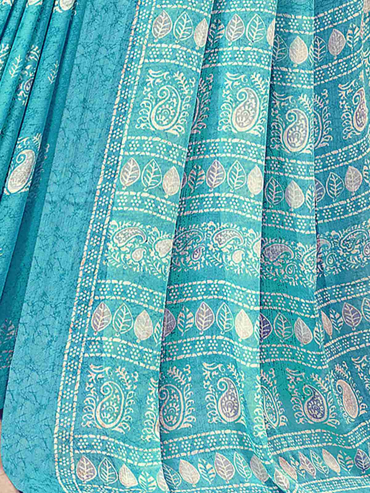 Blue Chiffon Printed Saree