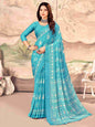 Blue Chiffon Printed Saree