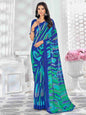 Blue Chiffon Printed Saree