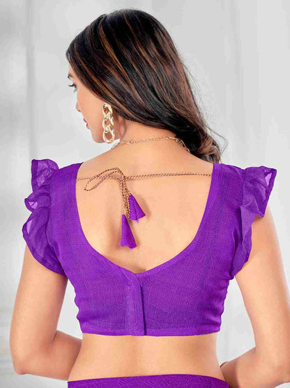 Violet Chiffon Printed Saree