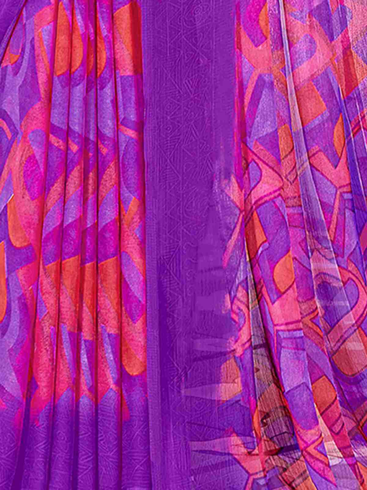 Violet Chiffon Printed Saree