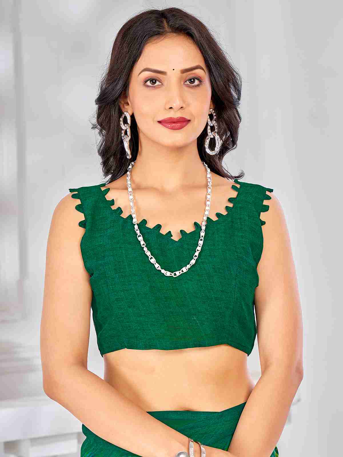 Green Chiffon Printed Saree