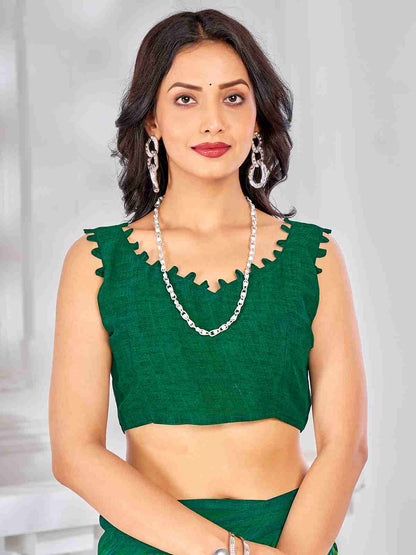 Green Chiffon Printed Saree