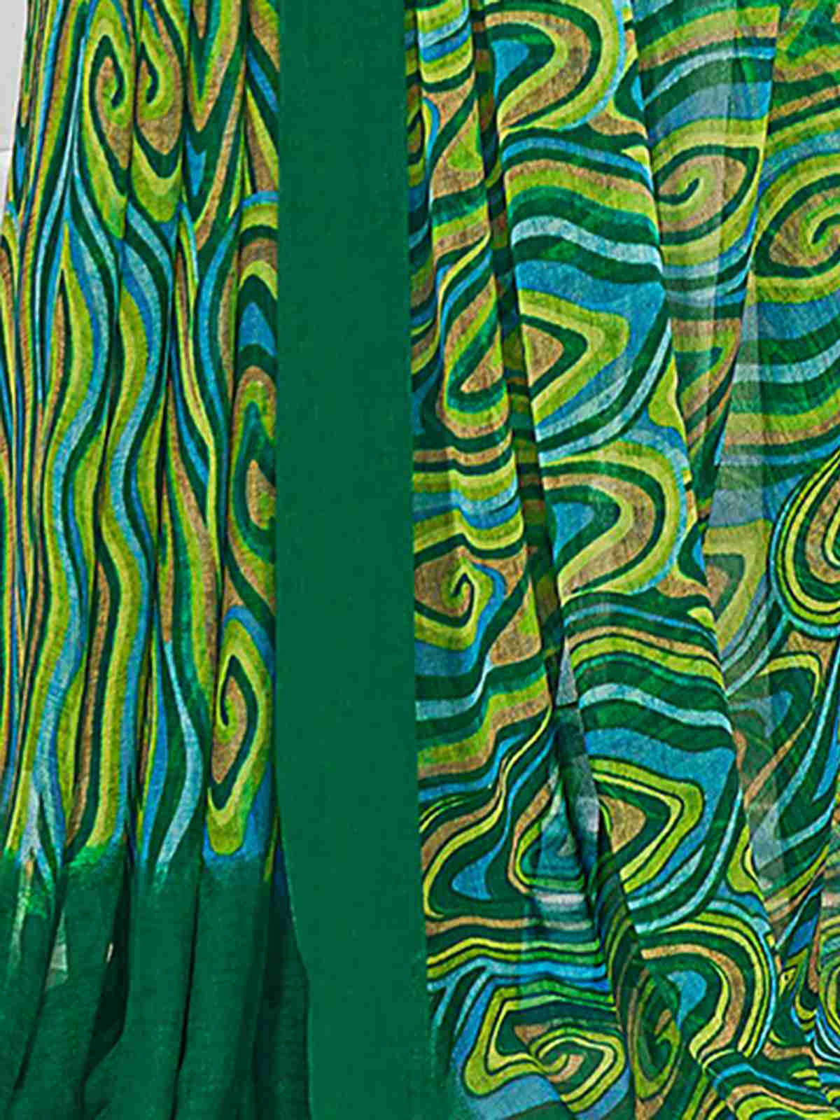 Green Chiffon Printed Saree