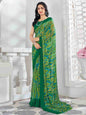 Green Chiffon Printed Saree