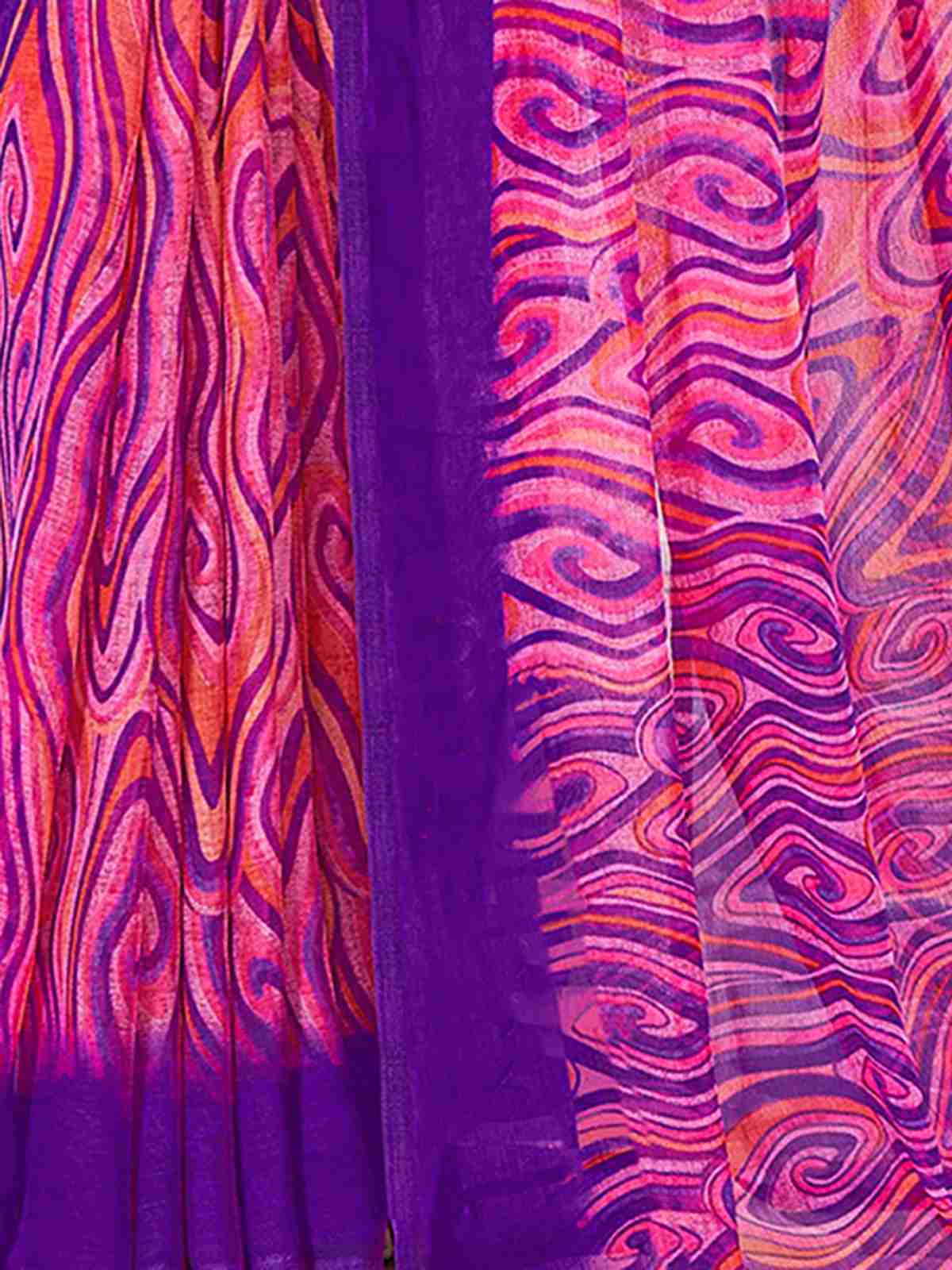 Violet Chiffon Printed Saree