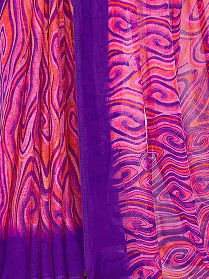 Violet Chiffon Printed Saree