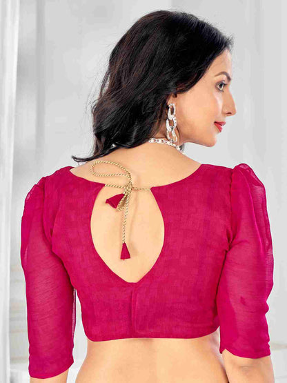 Magenta Chiffon Printed Saree