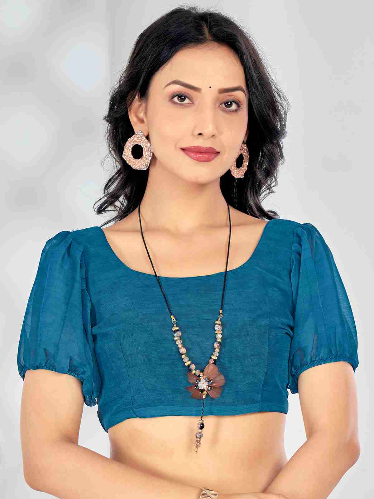 Blue Chiffon Printed Saree