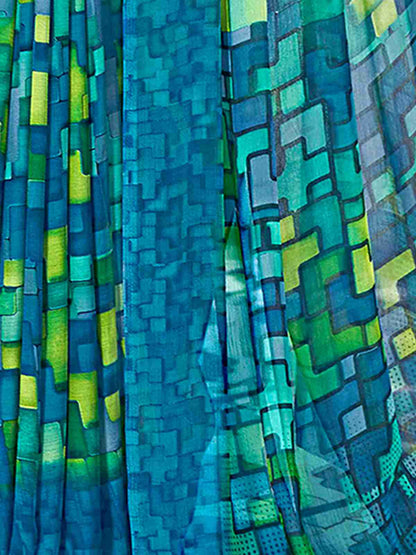 Blue Chiffon Printed Saree