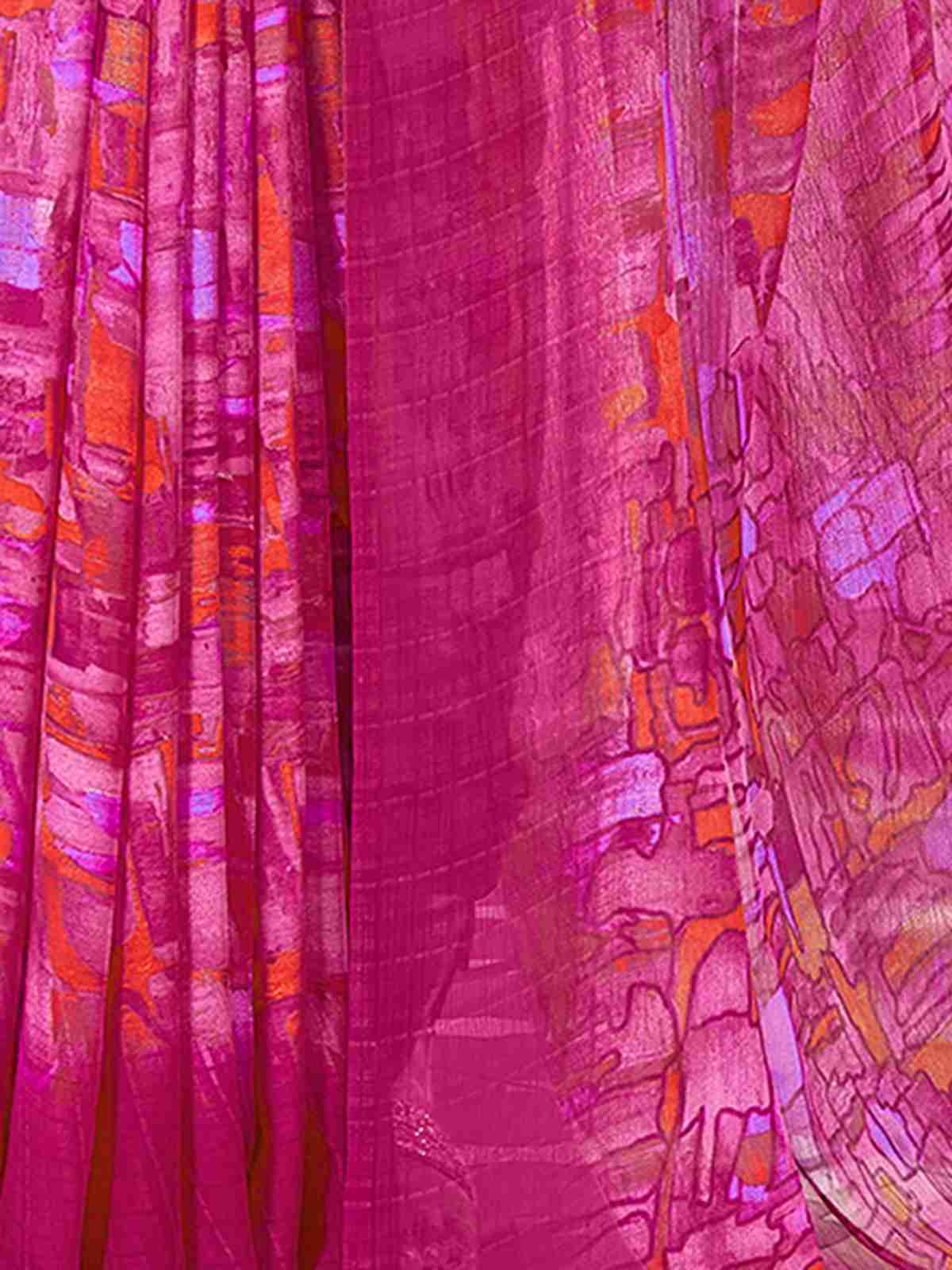 Magenta Chiffon Printed Saree