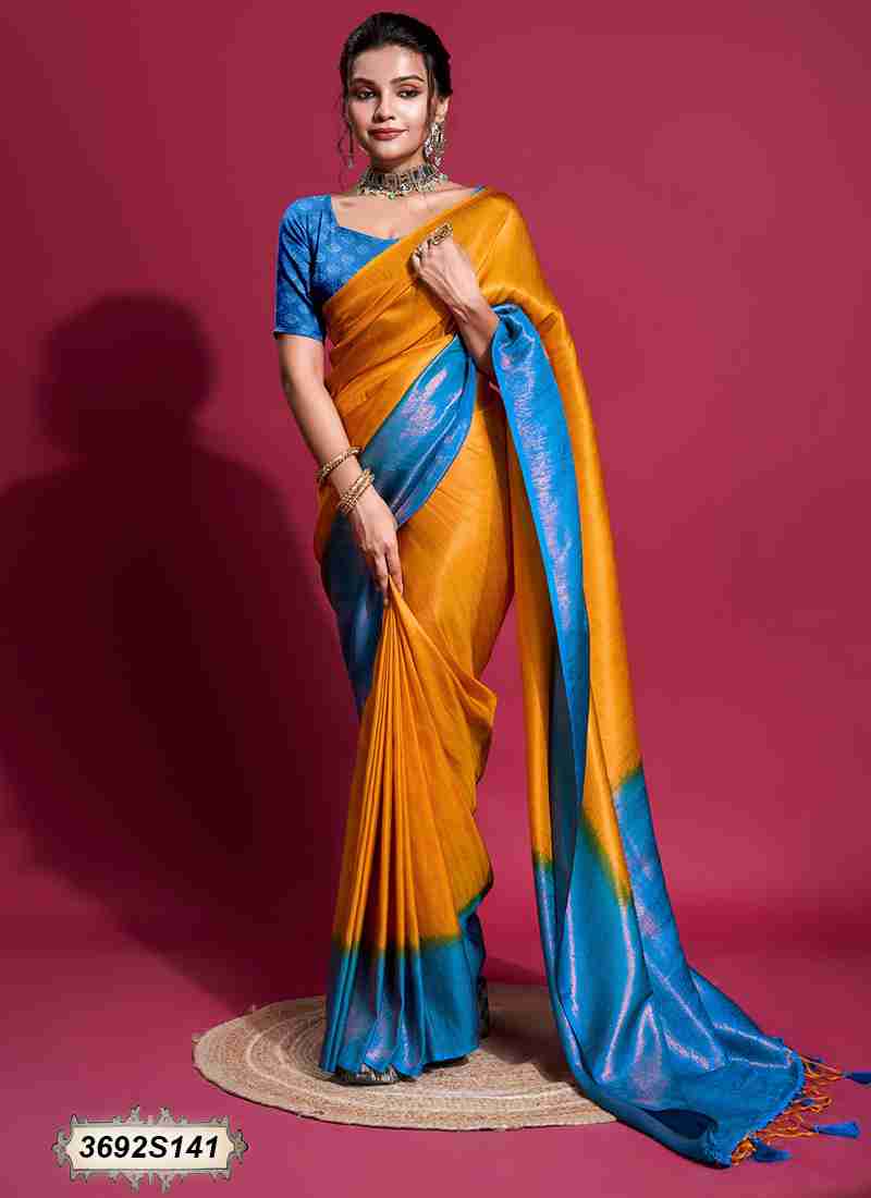 Yellow Silk Plain Saree