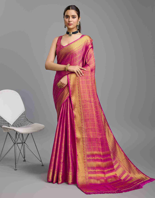 Pink Silk Plain Saree