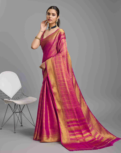 Pink Silk Plain Saree
