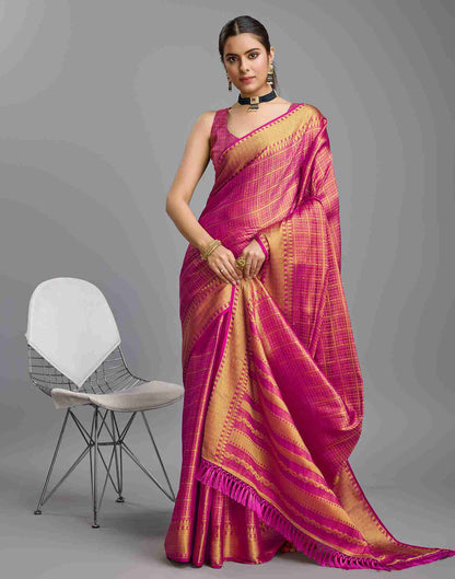 Pink Silk Plain Saree