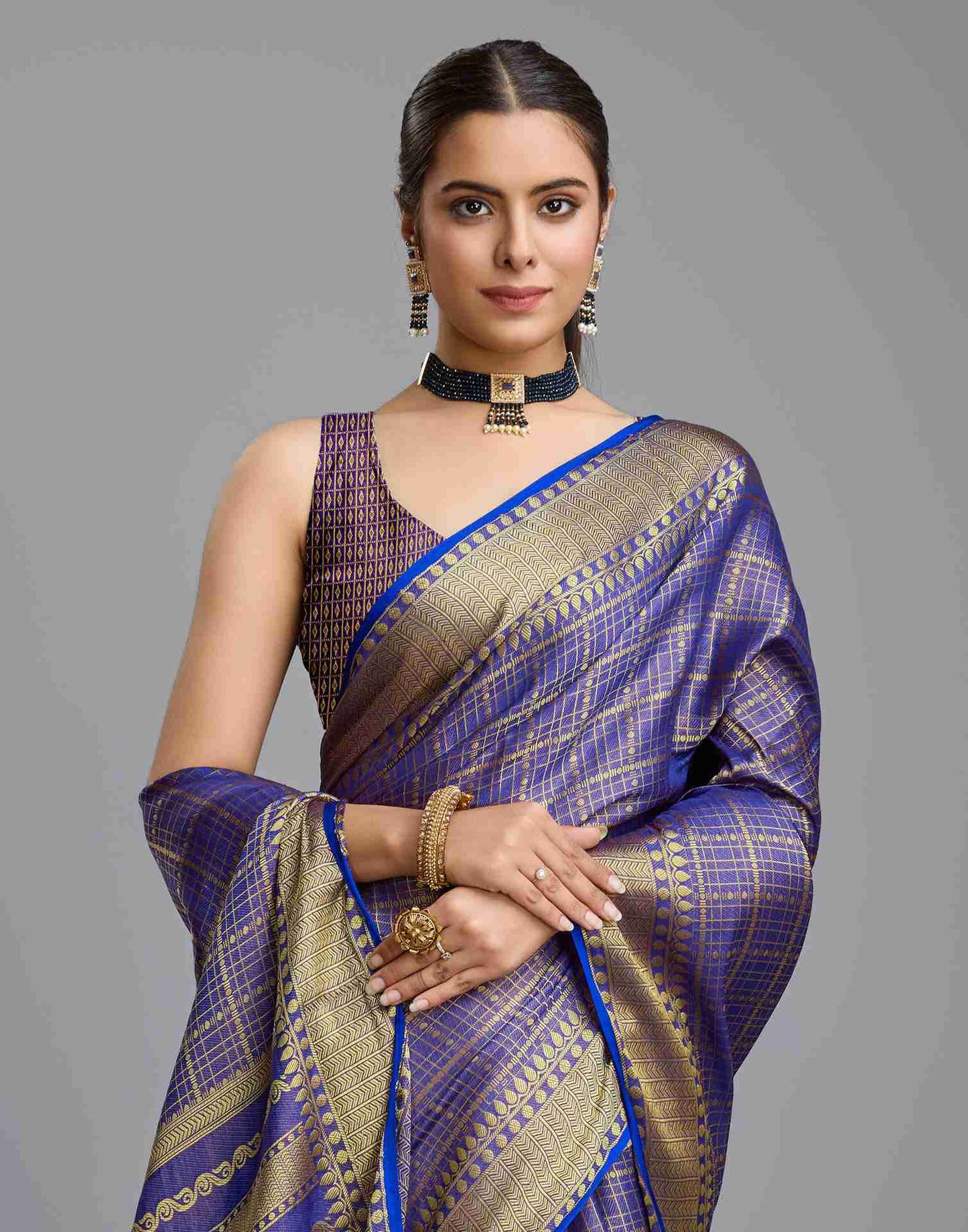 Blue Silk Plain Saree