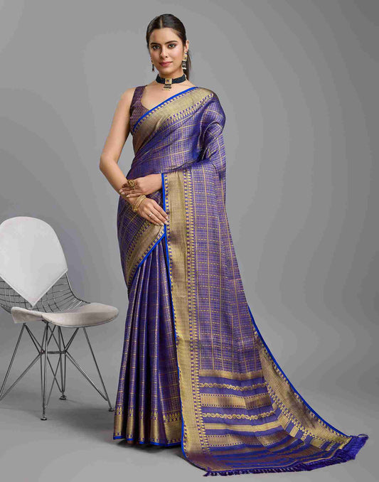 Blue Silk Plain Saree