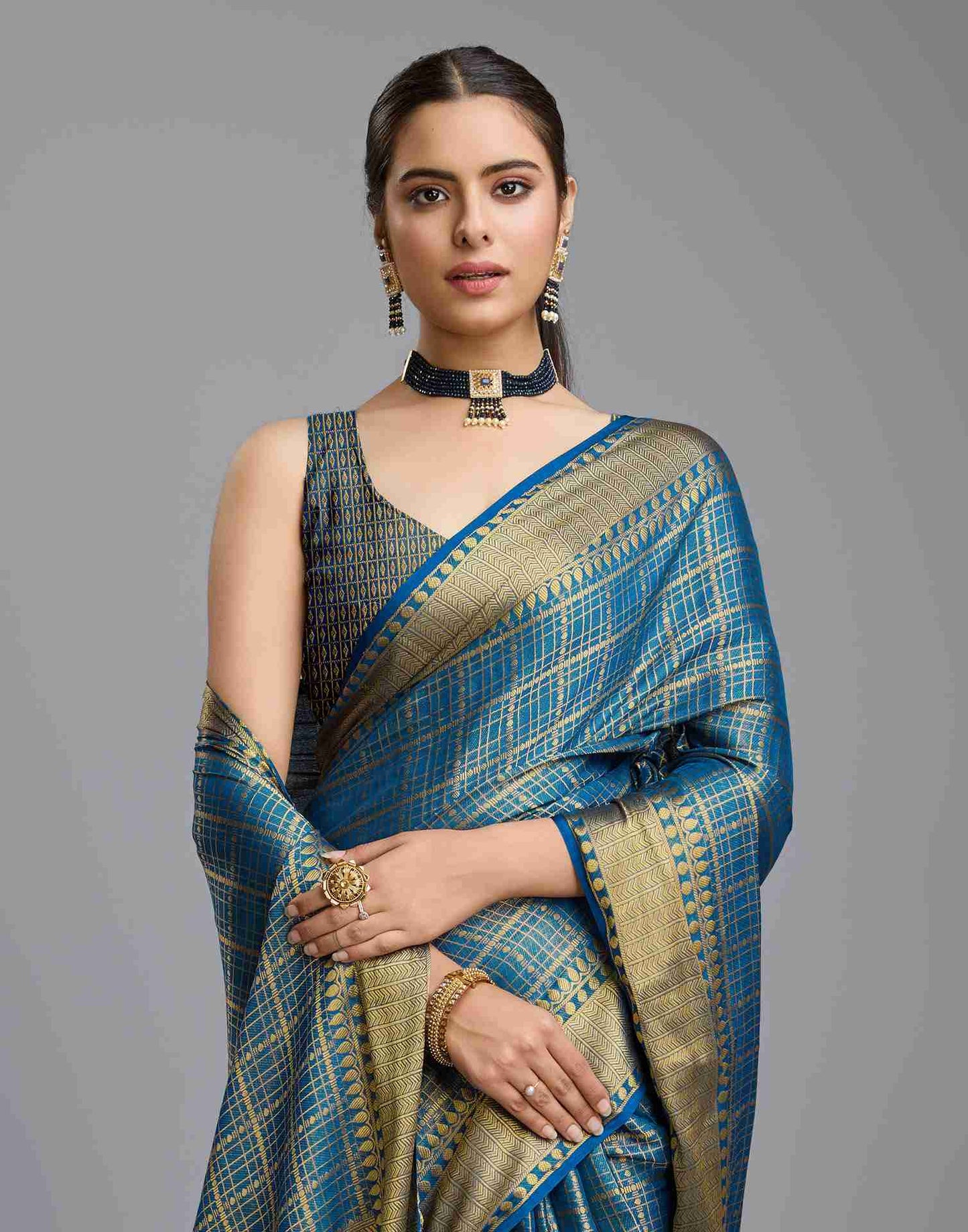 Blue Silk Plain Saree