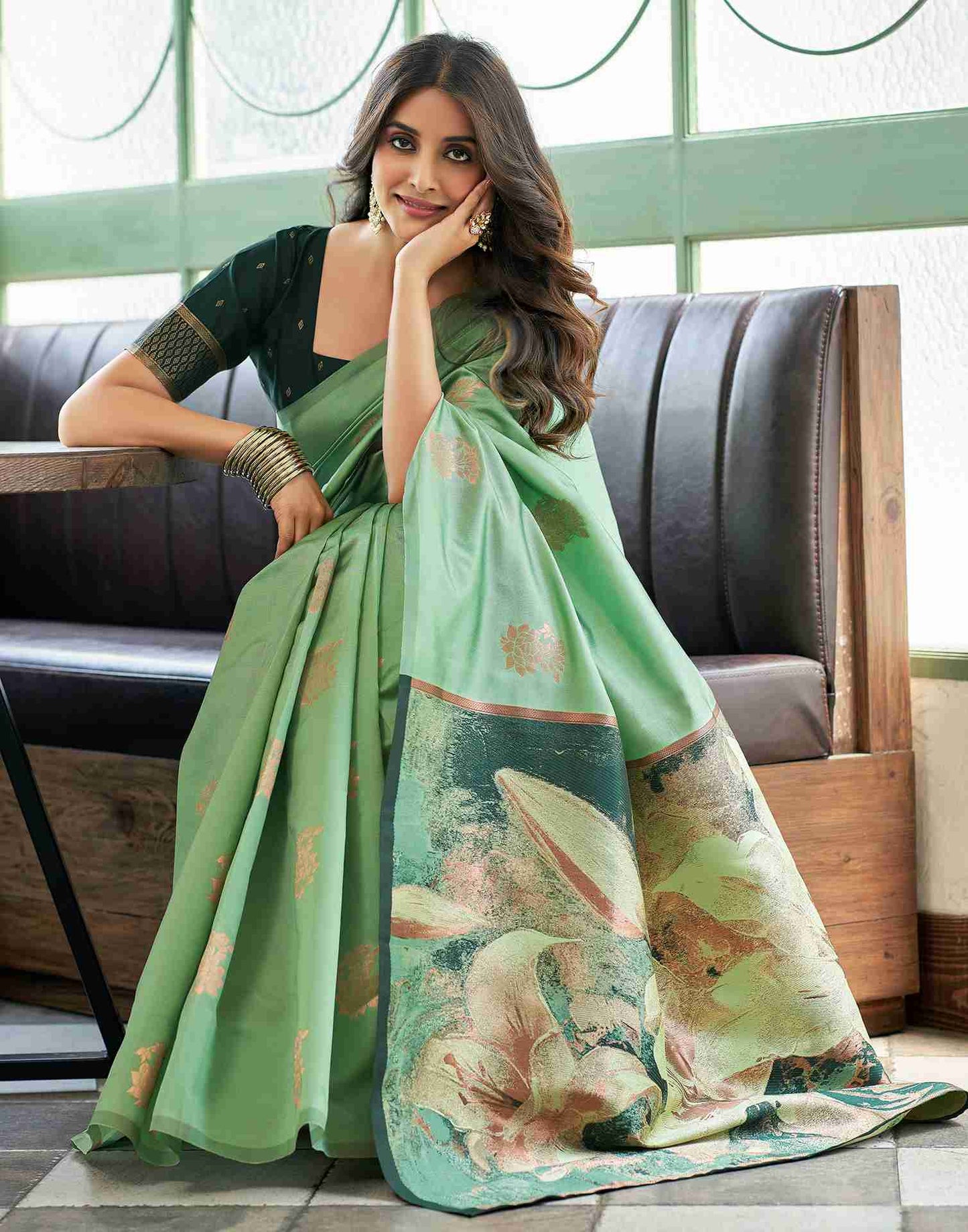 Green Silk Woven Saree