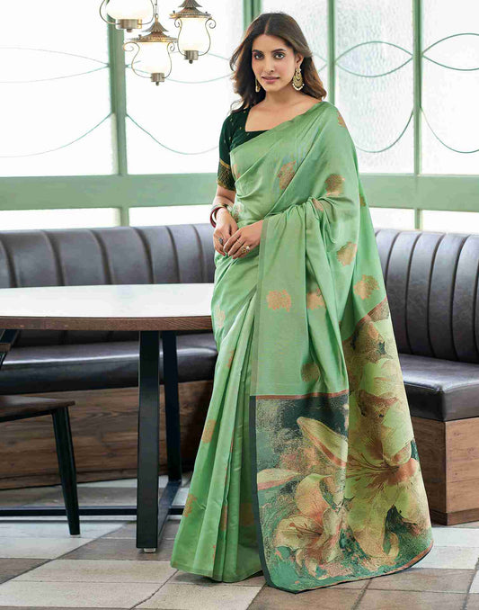 Green Silk Woven Saree