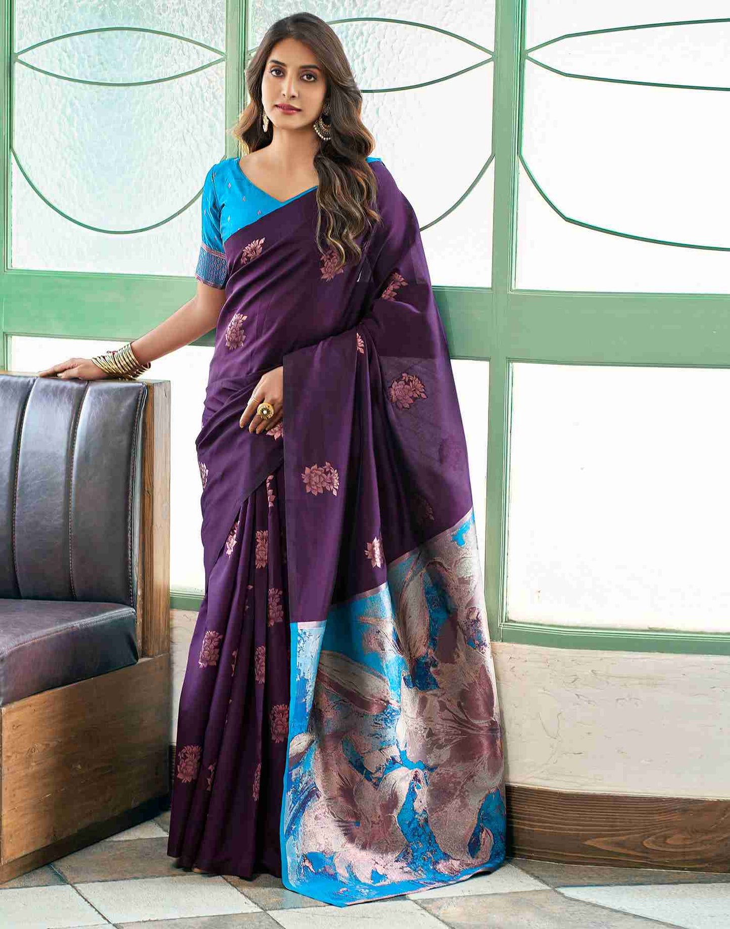 Blue Silk Woven Saree