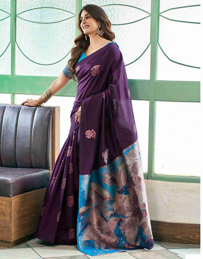 Blue Silk Woven Saree