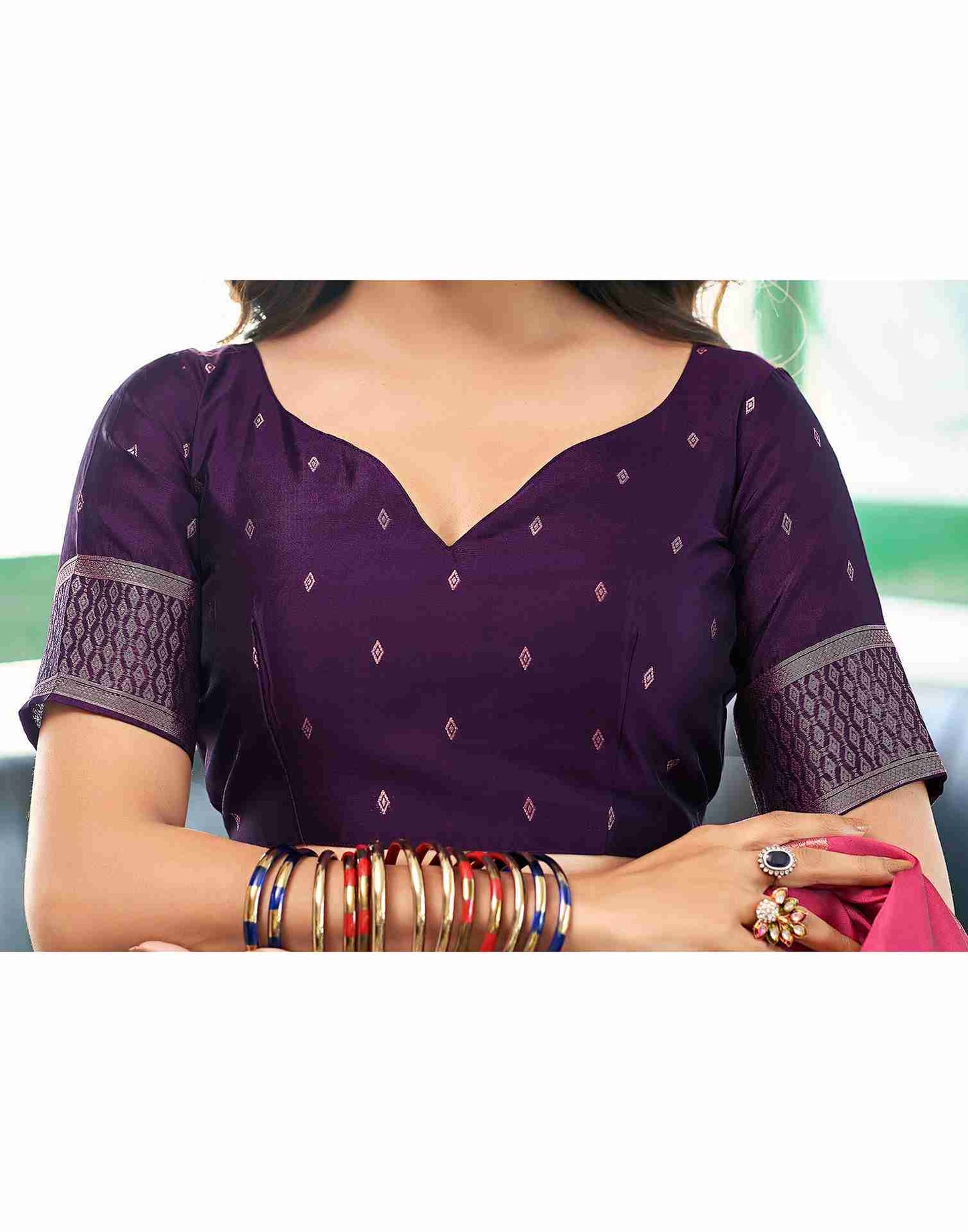 Pink Silk Floral Woven Saree