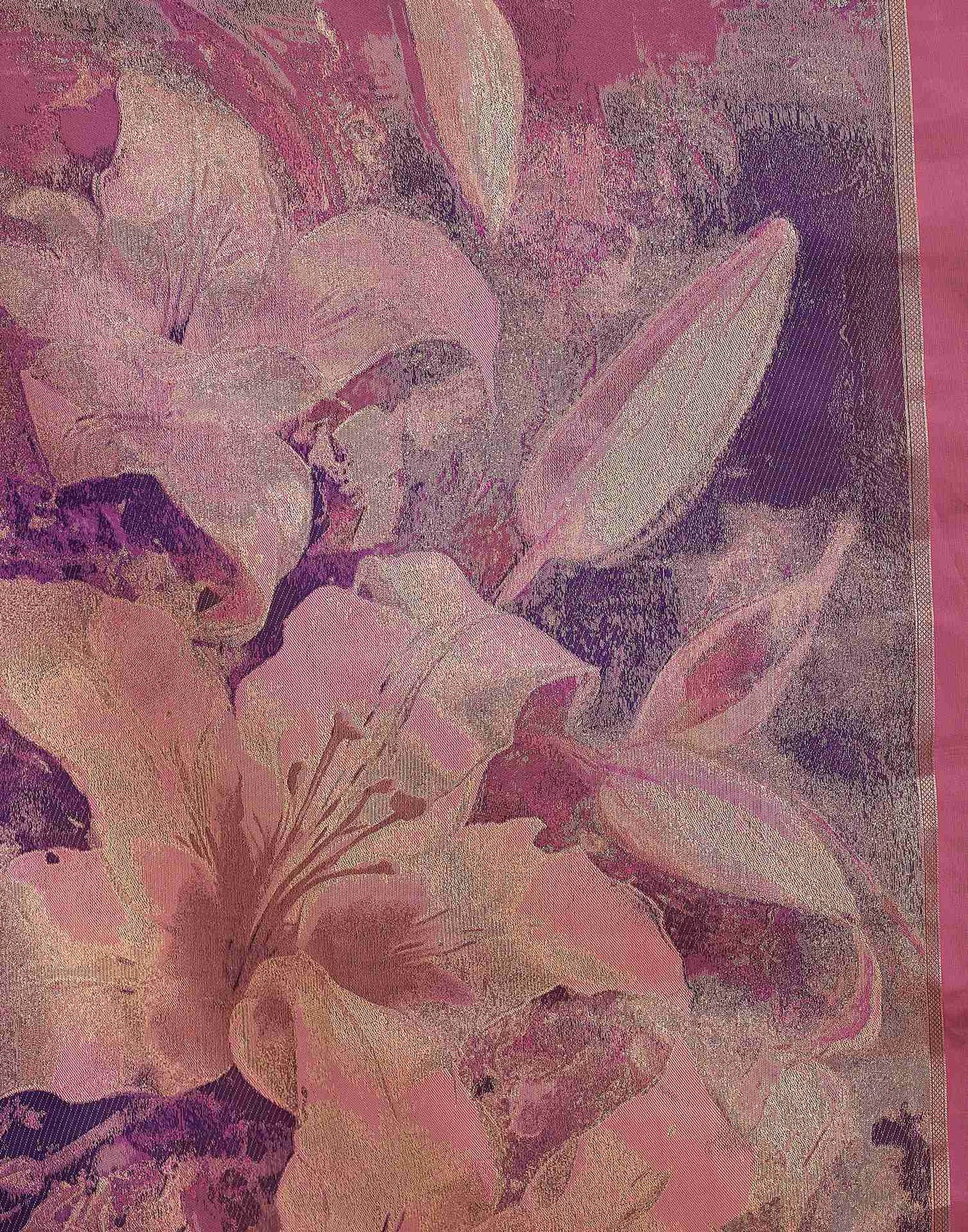 Pink Silk Floral Woven Saree