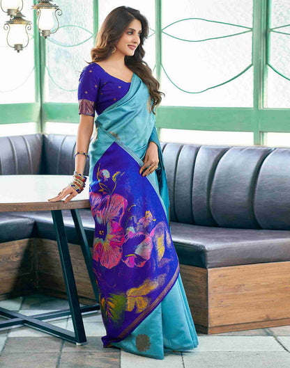 Blue Silk Woven Saree