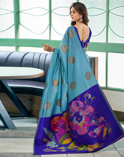 Blue Silk Woven Saree