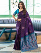 Blue And Purple Weaving Silk Saree