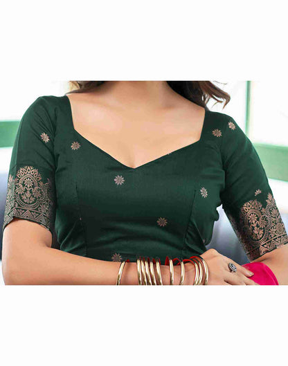 Pink And Green Weaving Silk Saree