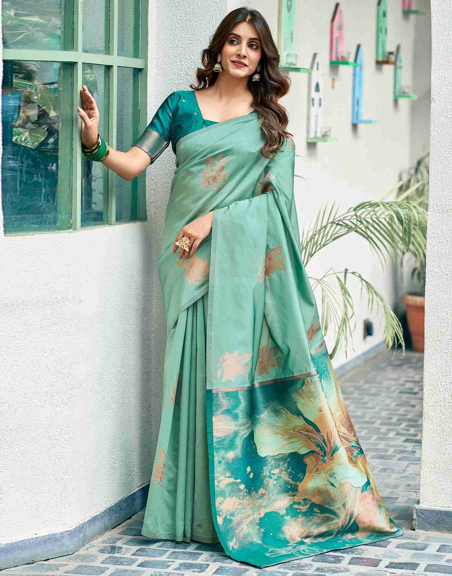 Green Silk Woven Saree