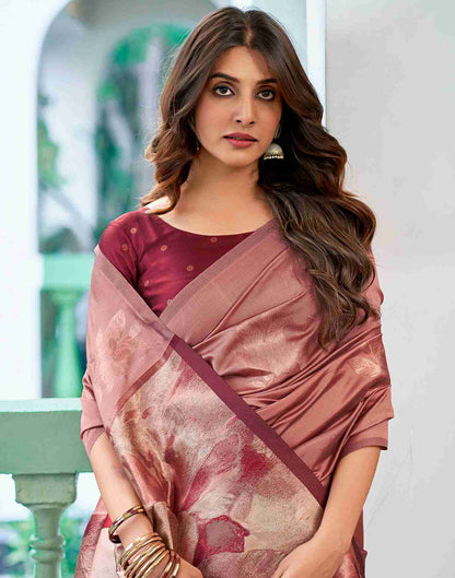 Peach Silk Woven Saree