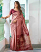 Peach Silk Woven Saree