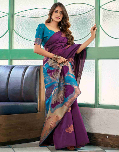 Purple Silk Woven Saree