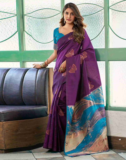 Purple Silk Woven Saree