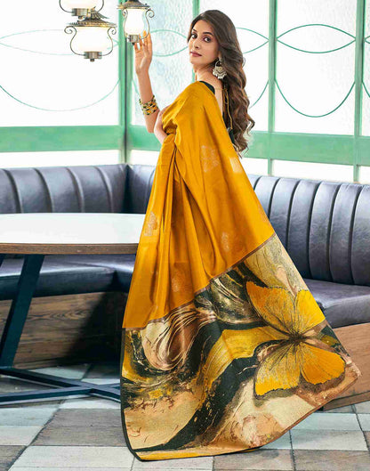 Yellow Silk Woven Saree