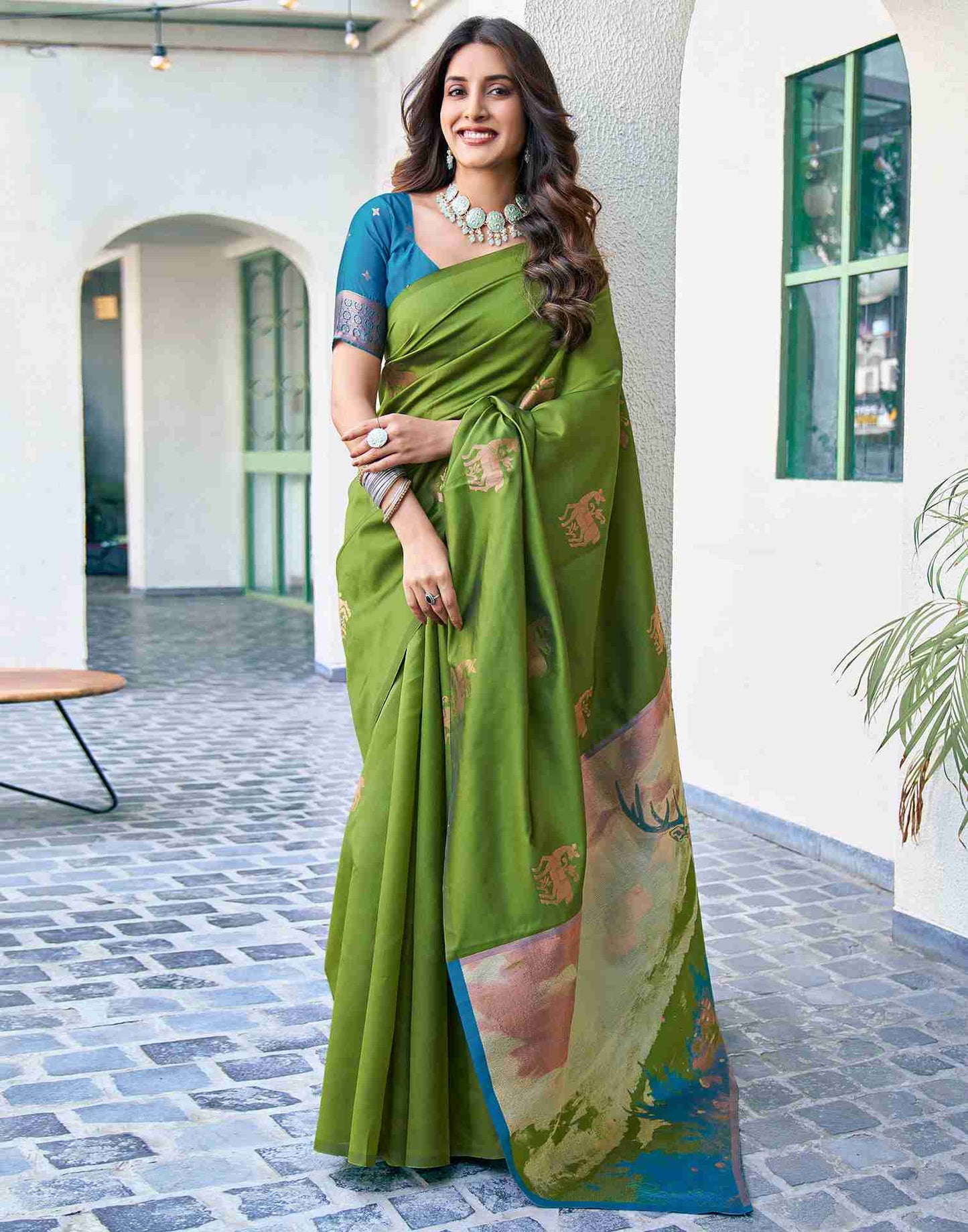 Green Silk Woven Saree