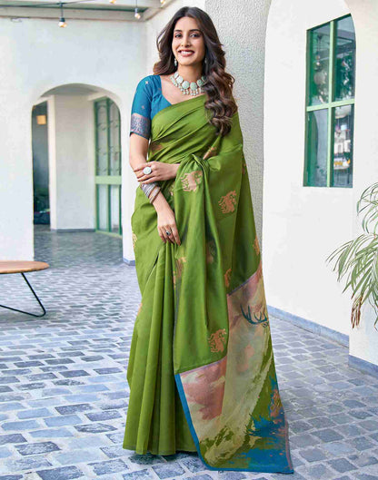 Green Silk Woven Saree
