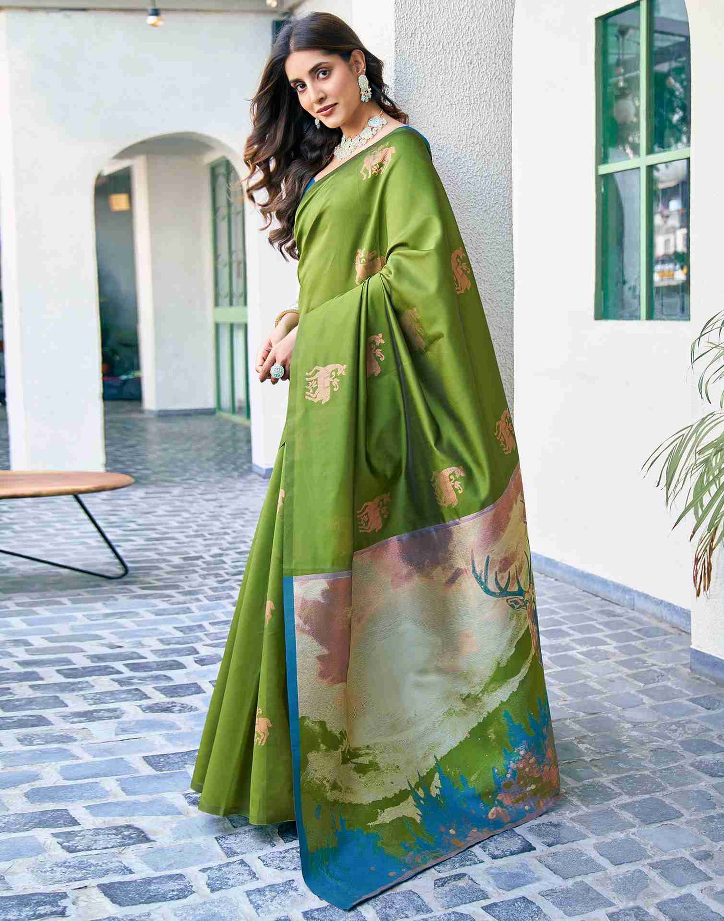 Green Silk Woven Saree