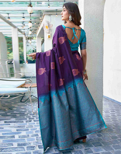Blue Silk Woven Saree